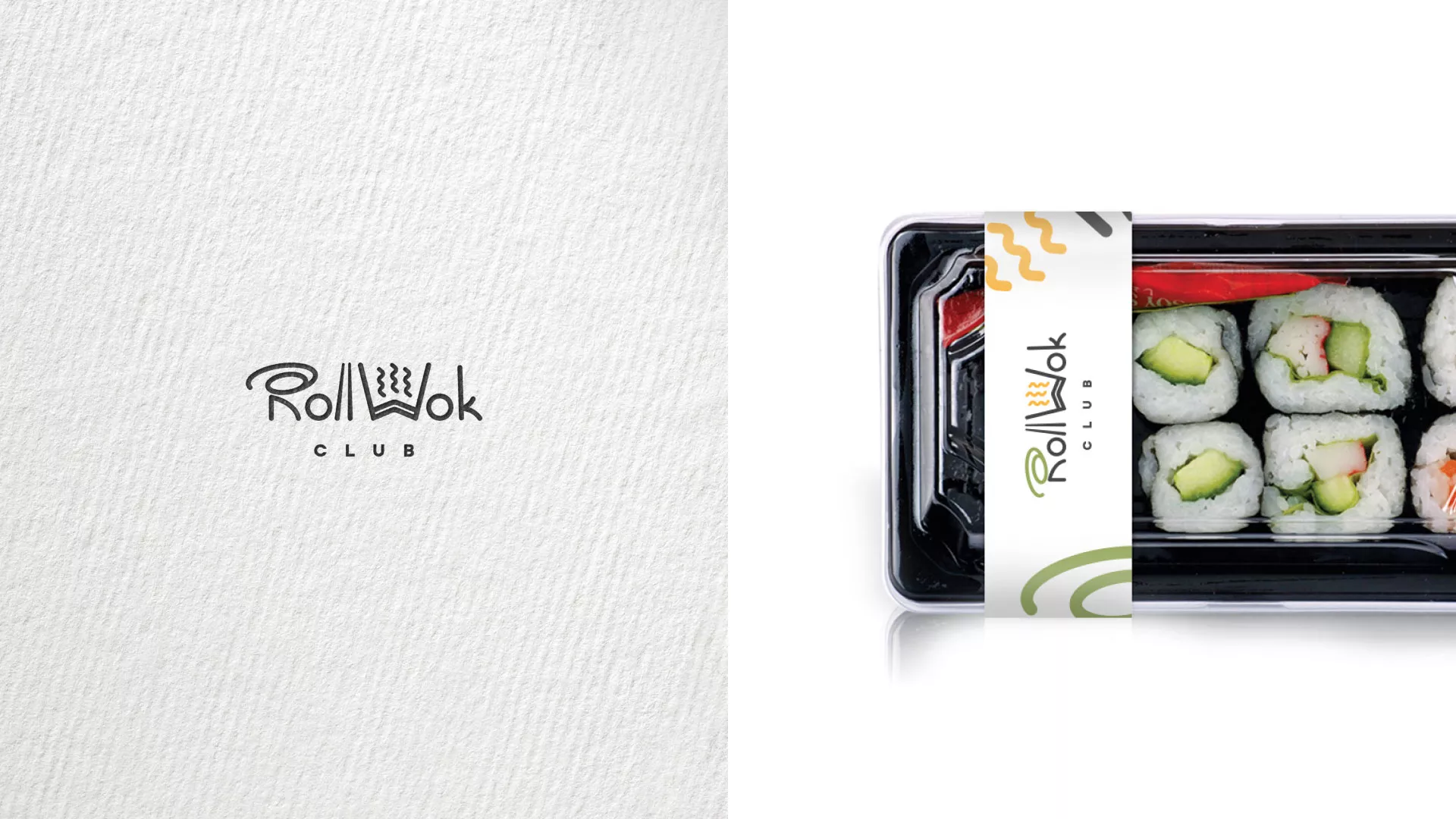 Разработка логотипа и фирменного стиля суши-бара «Roll Wok Club» в Боготоле